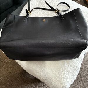 Tory Burch Black Tote with Gold Accents